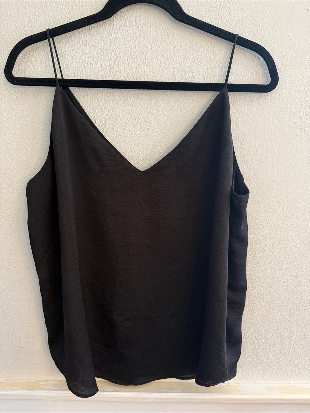 Express Black Satin V-Neck Cami with Spaghetti Straps